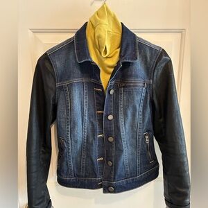 Paige Women's Denim Jacket, Waxed Black Sleeves, Small